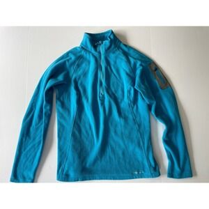 Eddie Bauer Women's Medium PolarTec Fleece Quarter Zip Pullover Blue Outdoor